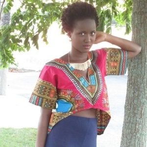 Dashiki Bohemian Crop Top (In Purple)